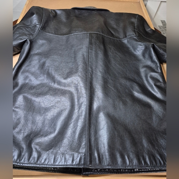 Polo by Ralph Lauren Black Leather Button Up Coat - Picture 2 of 16